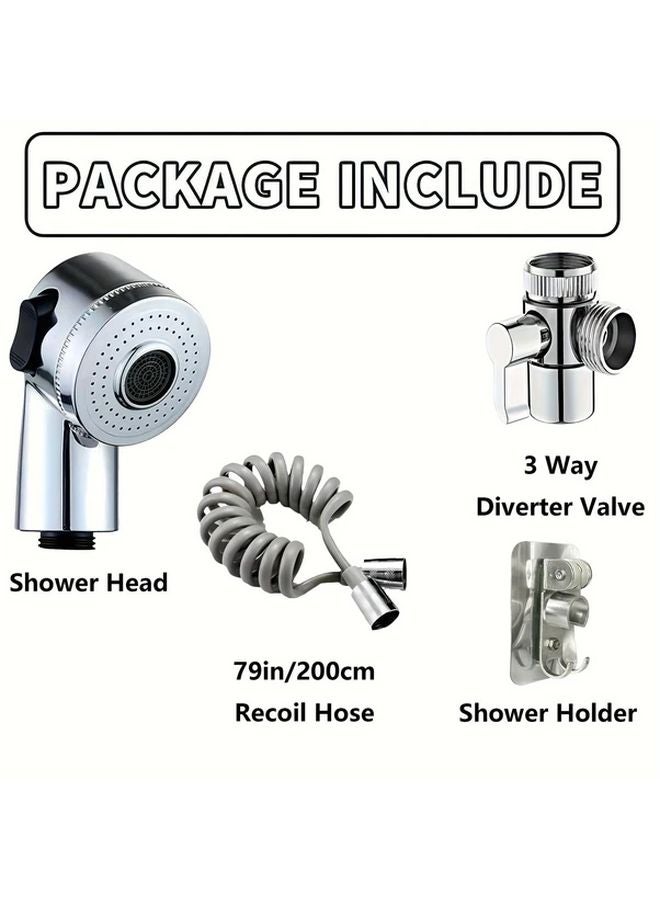 Silvery Hand Shower Sprayer Kit With Hose And Adapters For Sink Faucet - Image 4
